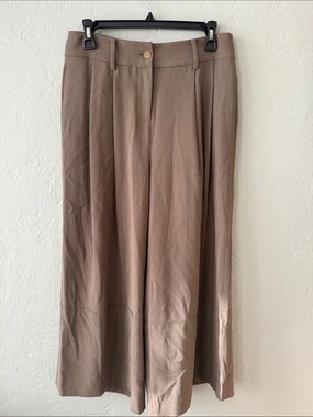 GREY by Jason Wu Wide-Leg Pleated Trousers in Taupe/Army Green